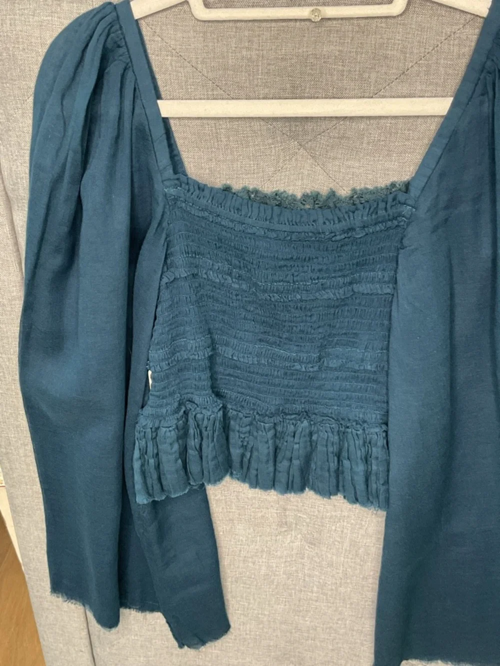 Free People Overboard Smocked Crop Top Bell Sleeve NWT Small